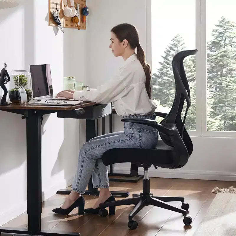 MAYEERTY Office Chair with Flip-Up Armrests Space-Saving Design Fits Under Desk