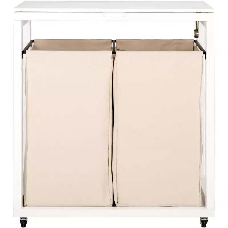 Leanna Laundry Basket with Wheels - STG1900 - White/Beige - Safavieh
