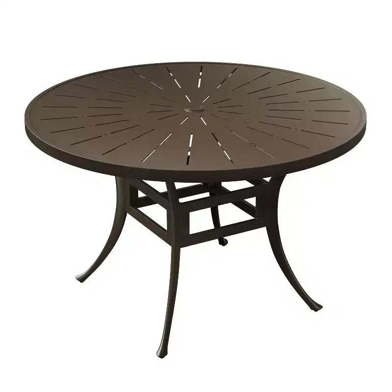 CLIHOME 48 Cast Aluminum Round Dining Table with Umbrella Hole