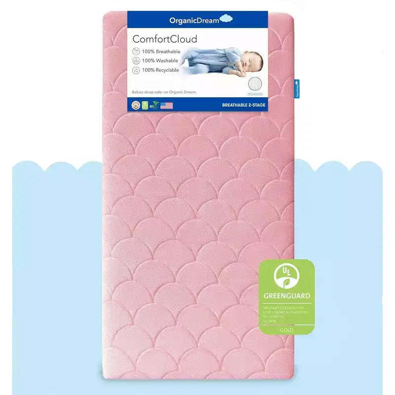 Organic Dream ComfortCloud 2-Stage Crib & Toddler Mattress in Pink