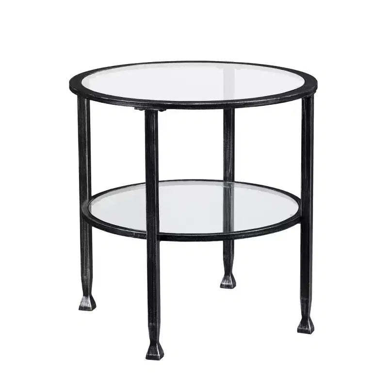 Jaymes Metal/Glass Round End Table - Black - SEI
