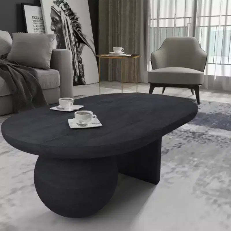 Royal Hampton Oval Mango Wood Full and Half Spherical Leg Coffee Table, 38 Inch