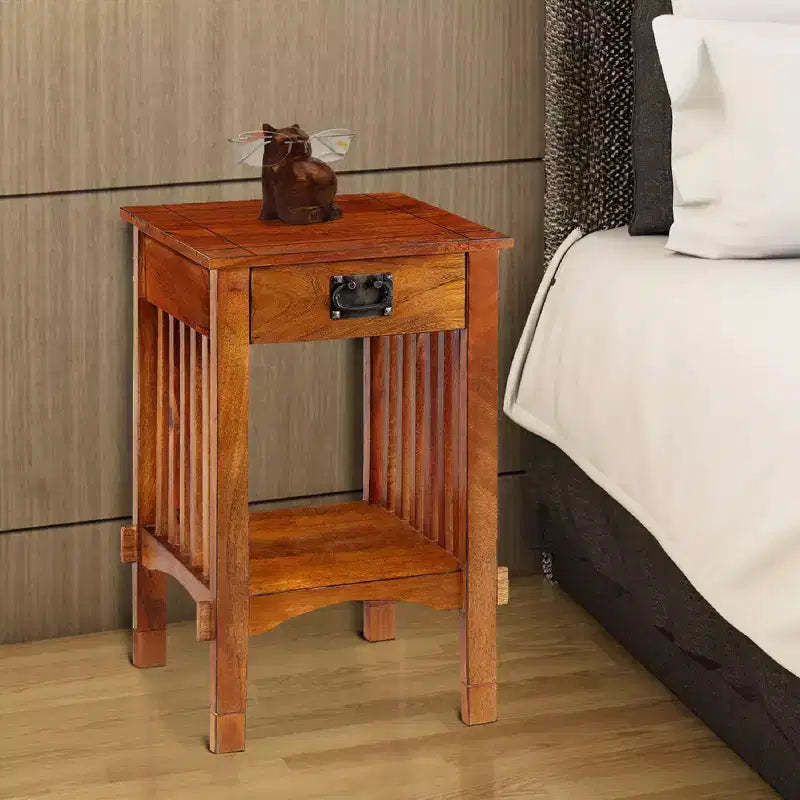 Royal Hampton Spacious Mango Wood with Slatted Side Panels Telephone Stand
