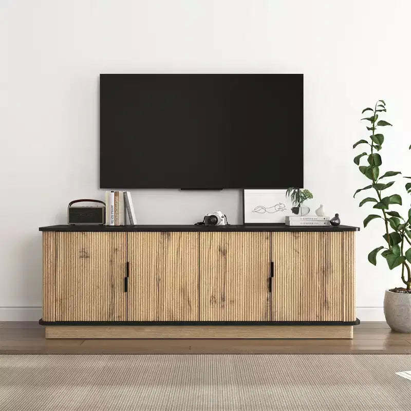 GDFStudio Sandy Modern Minimalist 55 Wood Four-Door TV Cabinet