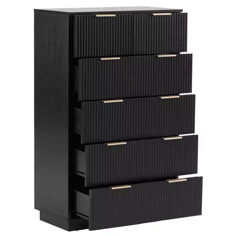 Karl Home 6-Drawer Black MDF 28.35in. W Chest of Drawer
