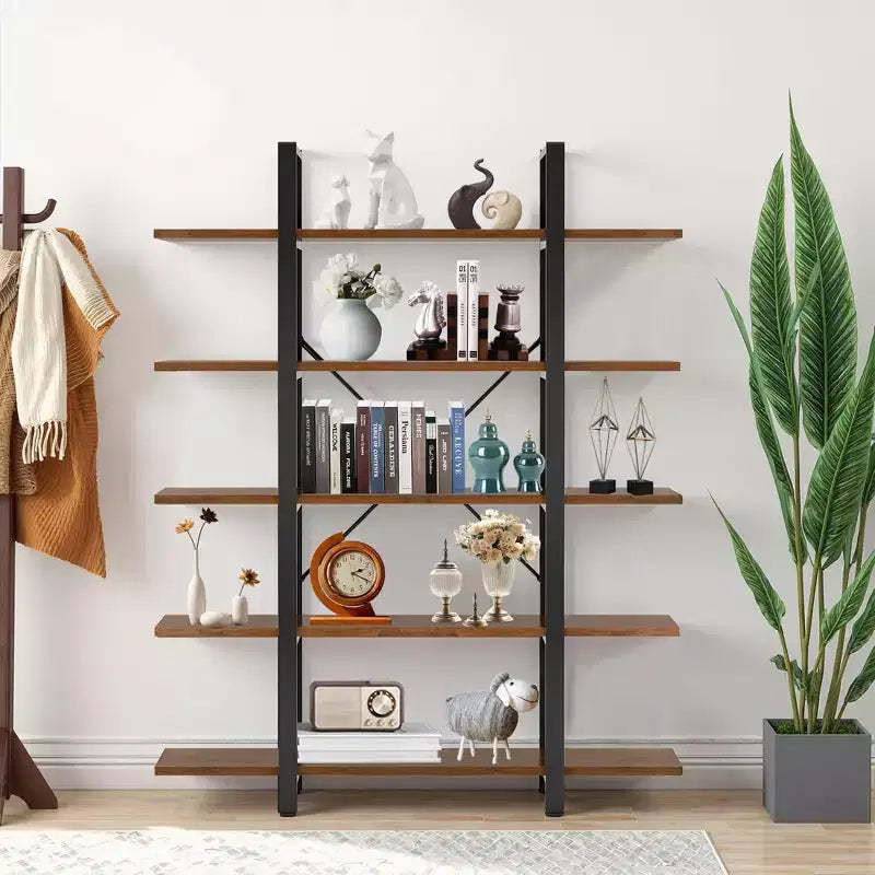 MAYEERTY 47 Long 5-Tier Bookshelf Eco-Friendly E1 Board Modern Streamlined Design