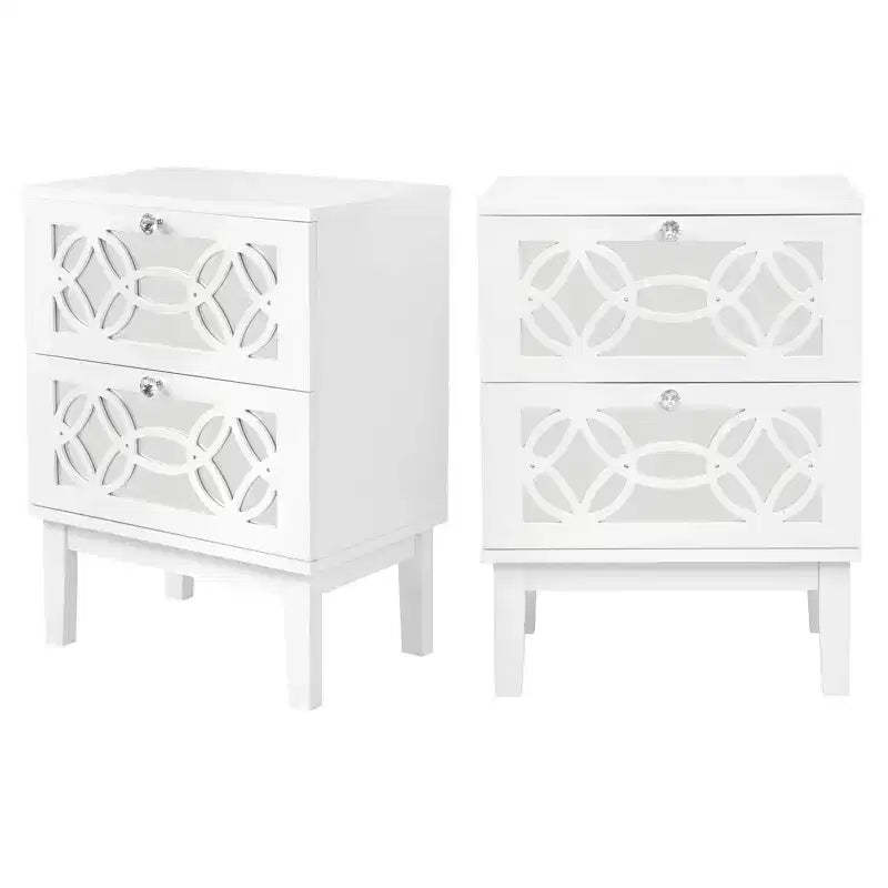 Karl Home 2-Drawer White MDF 17.72in. W Nightstands - Set of 2
