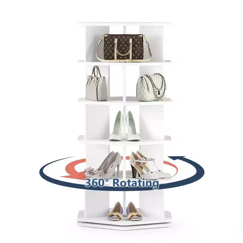 Skyzoo 360 Rotating Shoe Rack - 5 Tier Hexagon Spinning Shoe Organizer for Living Room,Entryway & Closet,