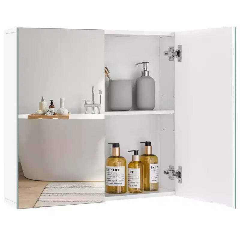 Yaheetech Frameless Mirror Cabinet with Two Frameless Mirrored Doors and Adjustable Shelf