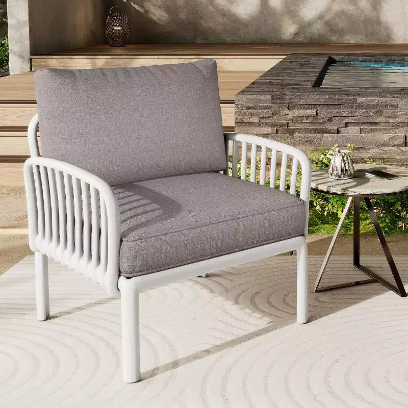 Okak Minimalist Patio Accent Chairs UV-resistant Plastic Club Chairs,Set of 1/2,Waterproof Thick Cushion Seating for Backyard,,400lbs Max