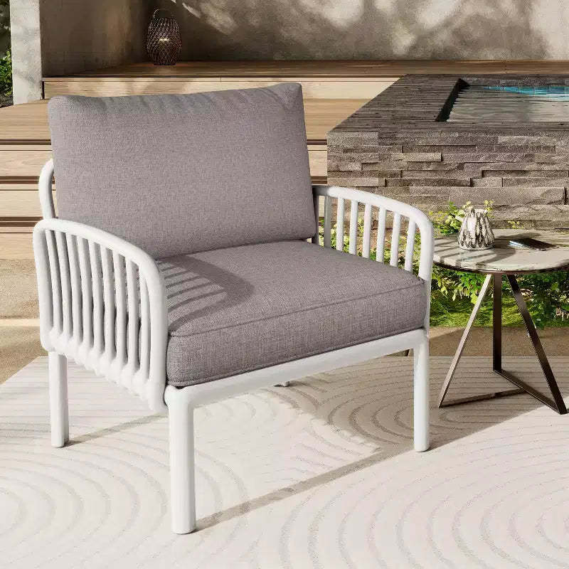 Okak Minimalist Patio Accent Chairs UV-resistant Plastic Club Chairs,Set of 1/2,Waterproof Thick Cushion Seating for Backyard,,400lbs Max