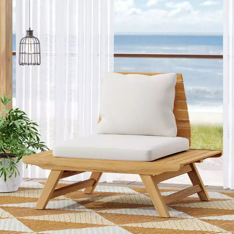 TUYOHW Boho Style Patio Armless Club Chair,A-Shaped Poolside Chairs for Garden,Porch & Backyard,Upholstered Accent Chair,Rustic Patio Furniture