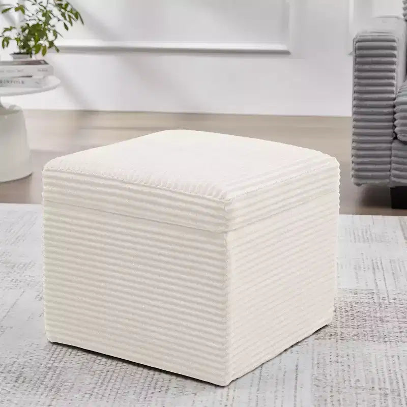 LIKEPAY Corduroy Square Storage Ottoman with Lift Off Top