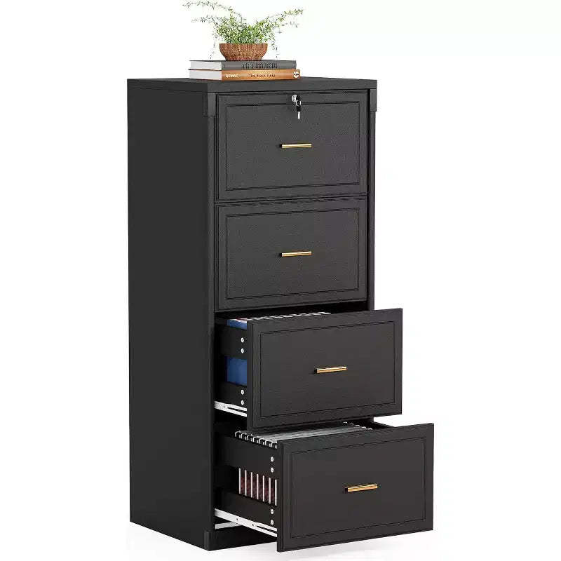 Tribesigns 4-Drawer File Cabinet with Lock, Vertical Filing Cabinet with Key for Home Office