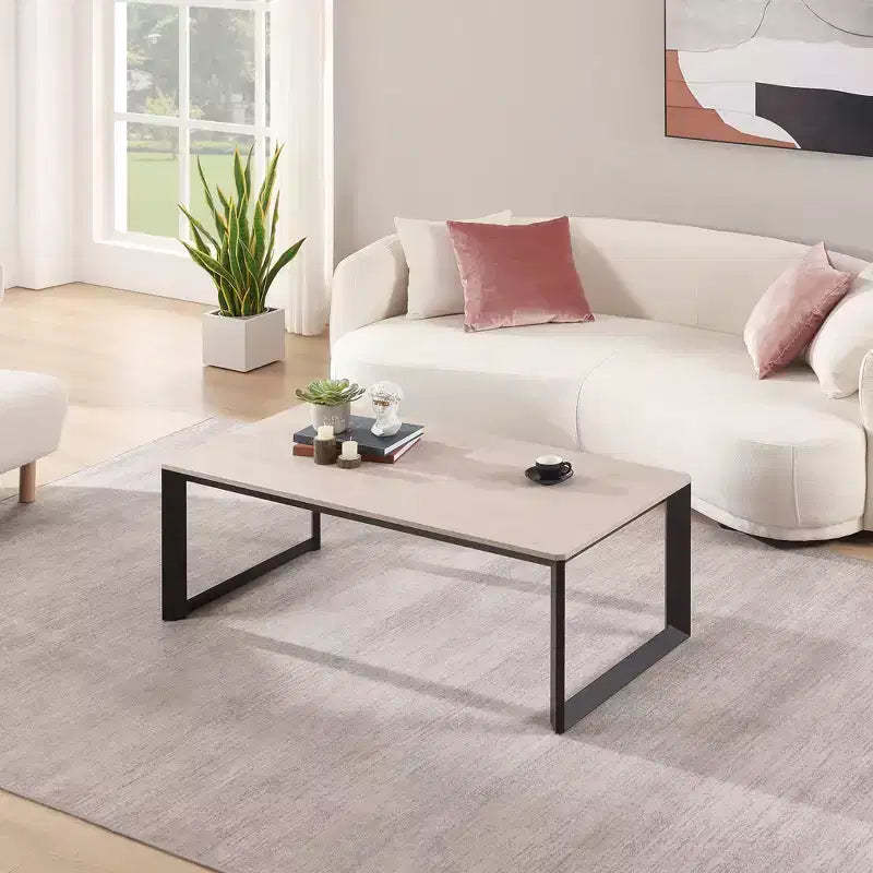 Rosary Blenn Industrial Coffee Table  Triangular Metal Frame