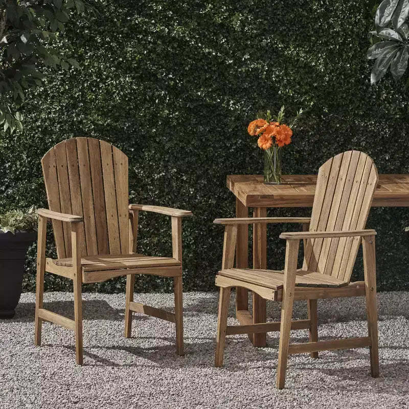 Okak Oversized Patio Folding Adirondack Chair,Set of 2,Premium Acacia Accent Chair Dining Chair for Garden&Backyard,Outdoor Lounge Chair