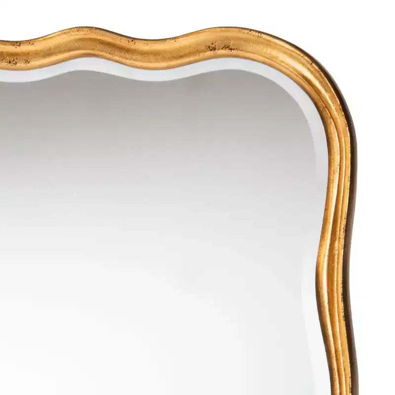 Baxton Studio Fredrika Antique Goldleaf Scalloped Wood Accent Wall Mirror
