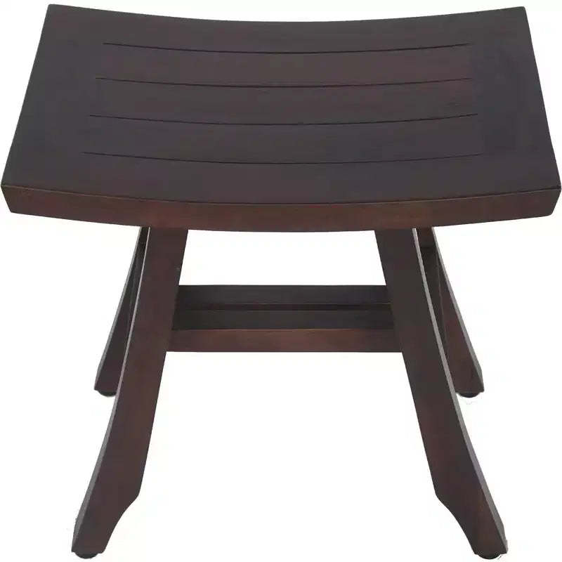 HomeRoots 18 Dark Brown Teak Rectangular Shower Bench