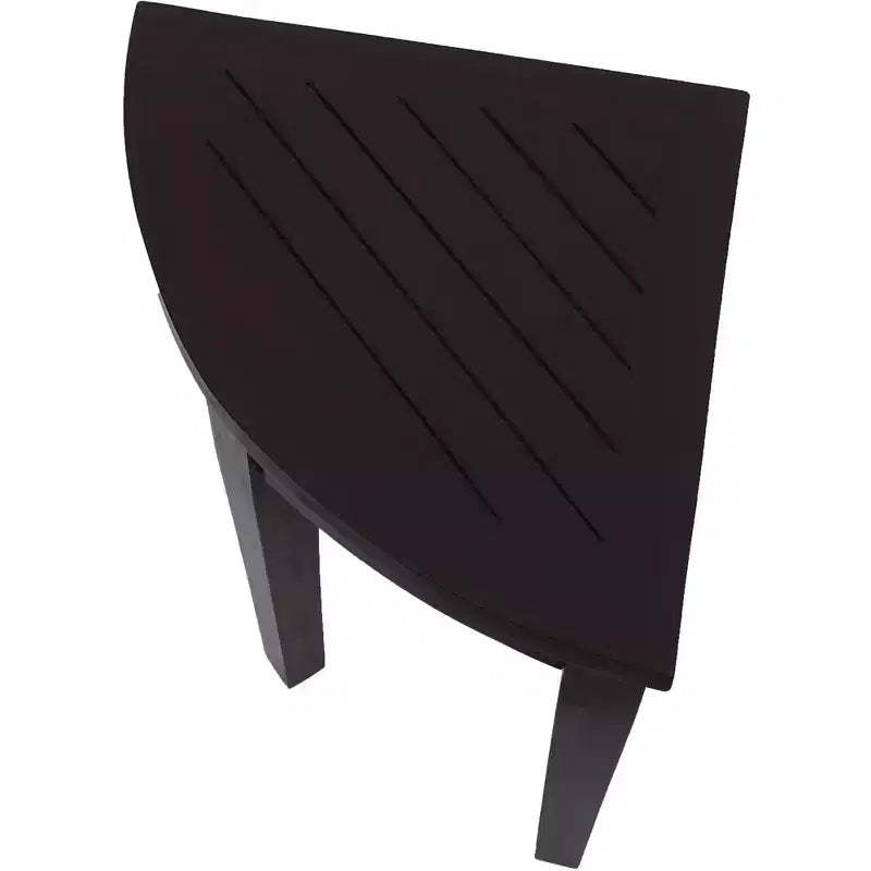 HomeRoots Compact Teak Corner Shower Or Outdoor Bench With Shelf In Brown Finish