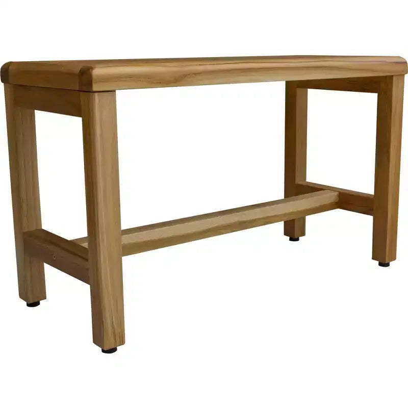 HomeRoots Compact Rectangular Teak Shower Outdoor Bench In Natural Finish