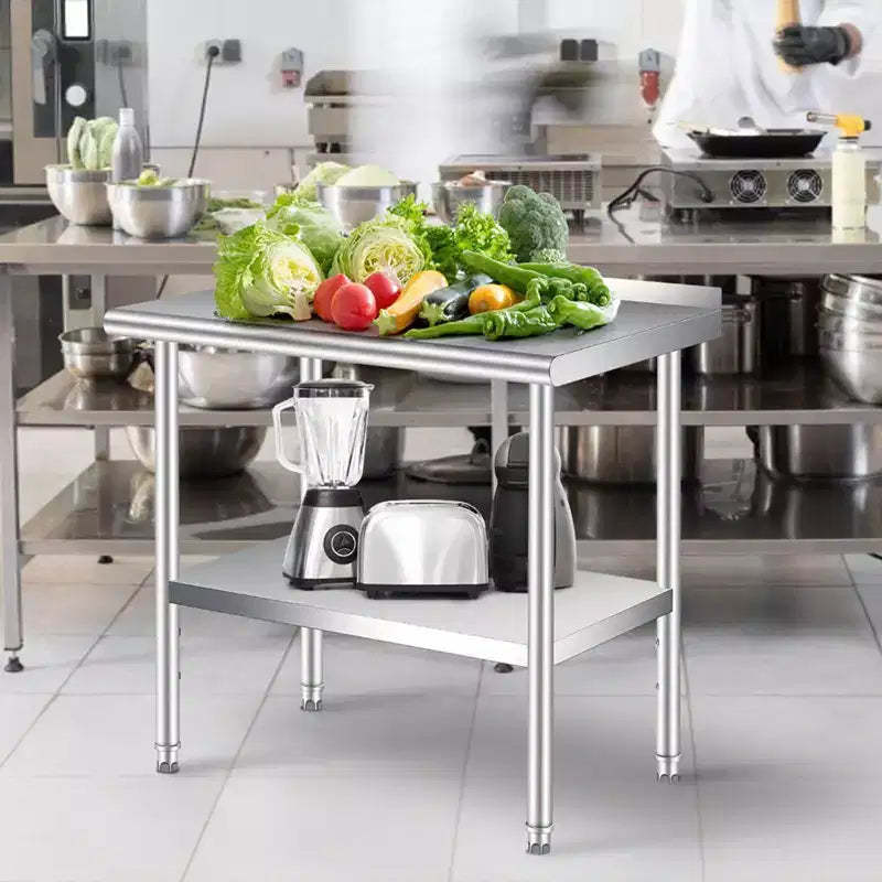 Stainless Steel Table Heavy Duty Commercial Metal Table for Prep Adjustable Shelf, for Kitchen, Restaurant, Business