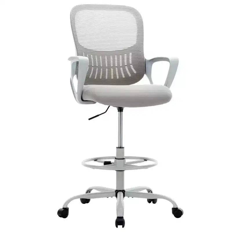 MAYEERTY Office Chair Ergonomic for Standing Desk with Adjustable Height Computer Desk Chairs Fixed Handrail Gray