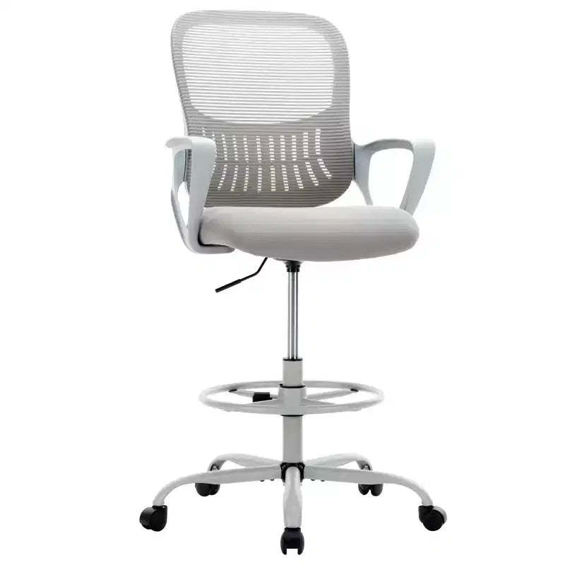 MAYEERTY Office Chair Ergonomic for Standing Desk with Adjustable Height Computer Desk Chairs Fixed Handrail Gray