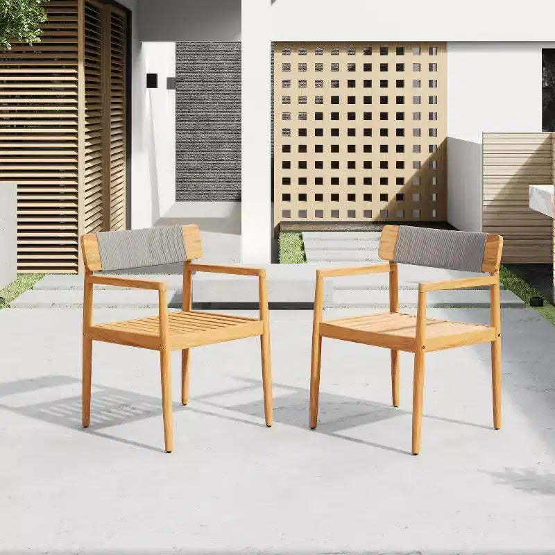 Okak 17.2 Premium Acacia Patio Dining Chairs Rustic Accent Chairs,Set of 2,Outdoor Armchair for Porch,Garden&Backyard,Patio Furniture Seating,Teak