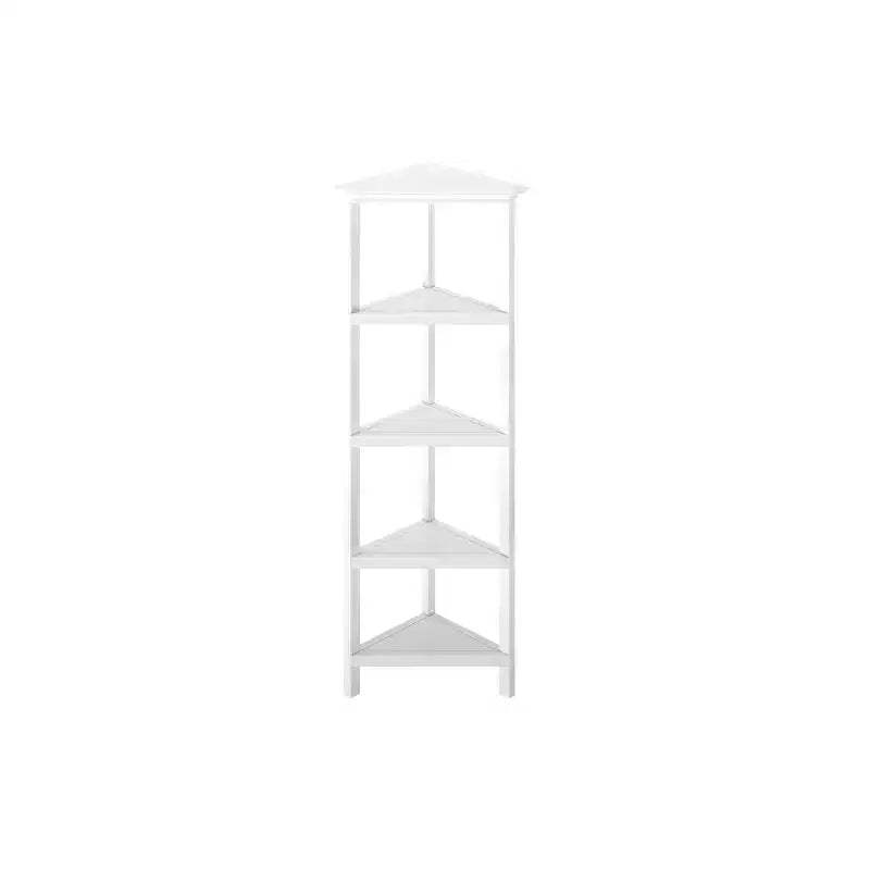 HomeRoots White Solid Wood Corner Bookcase