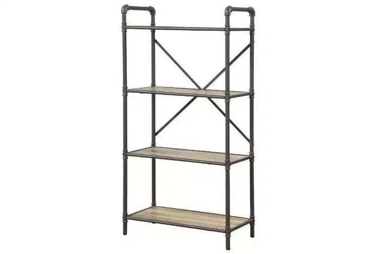 HomeRoots 49 Gray Brown Metal Four Tier Etagere Bookcase