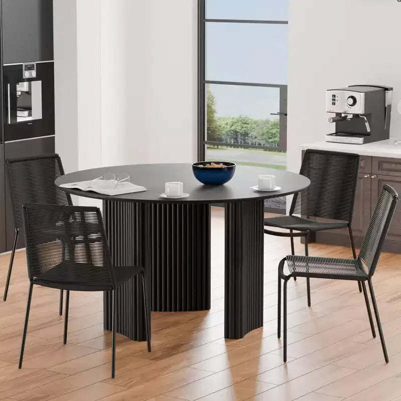 46 Chic Round Dining Table with Sturdy Pedestal for 4 People