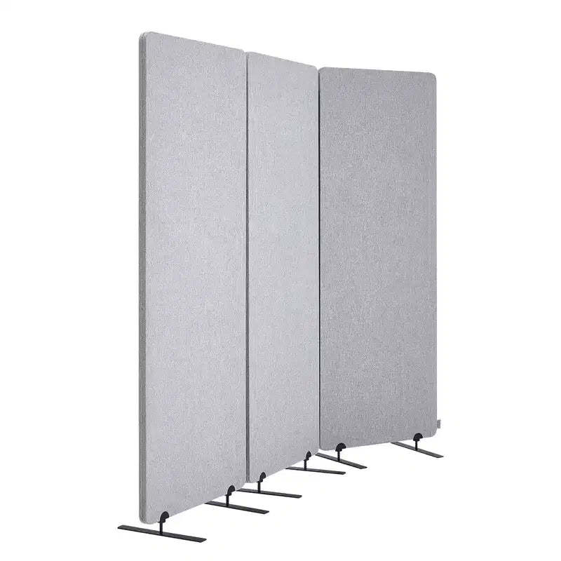 VEVOR 2FT Room Divider, 3 Panel PET Polyester Soundproof Room Screen, Folding Privacy Divider Portable Partition Divider for Room Separation, Grey