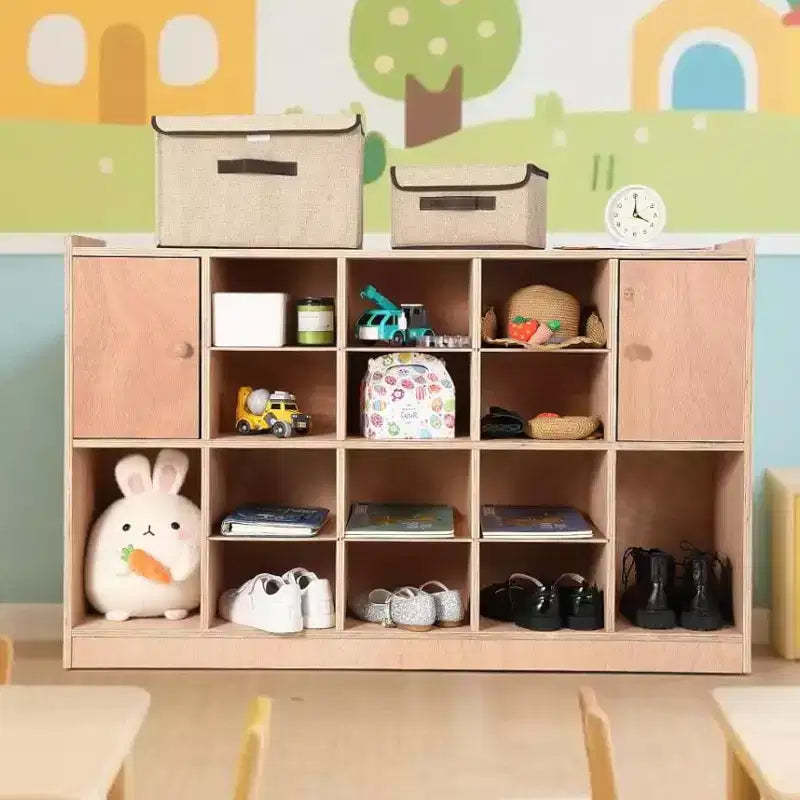 GustoWave 12 Cubbies Storage Organizer with 2 Cabinet Doors Shelf for Kids Toys