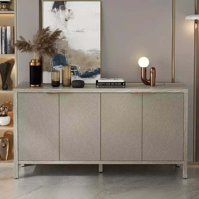 GDFStudio Carol 59 Wood 4-Door Cabinet with Adjustable Shelves