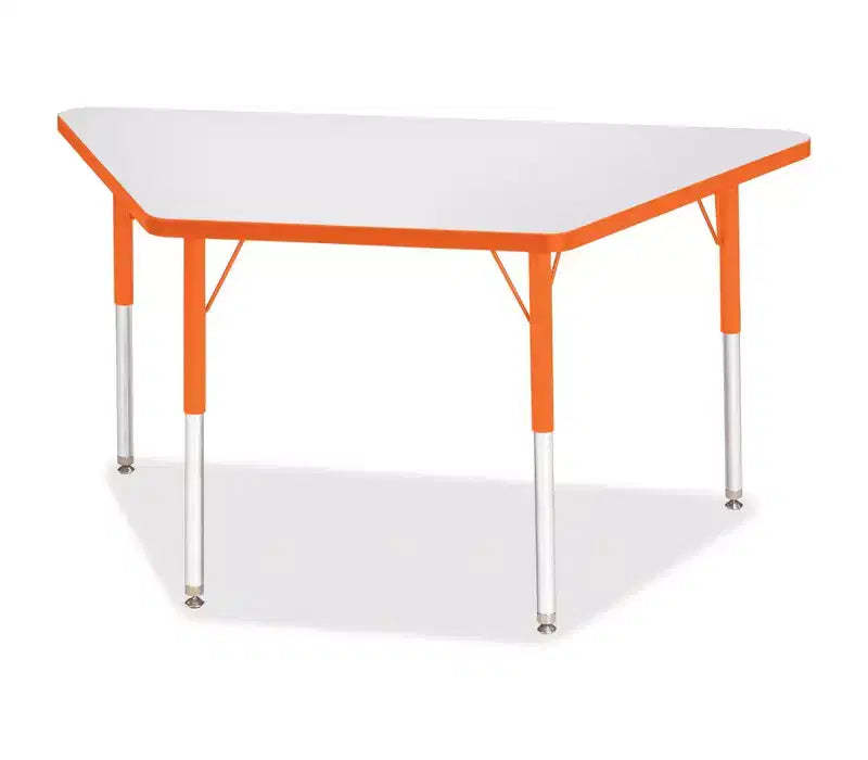 Jonti-Craft Berries Adult-Size Gray Laminate Trapezoid Table (24 x 48) in Orange