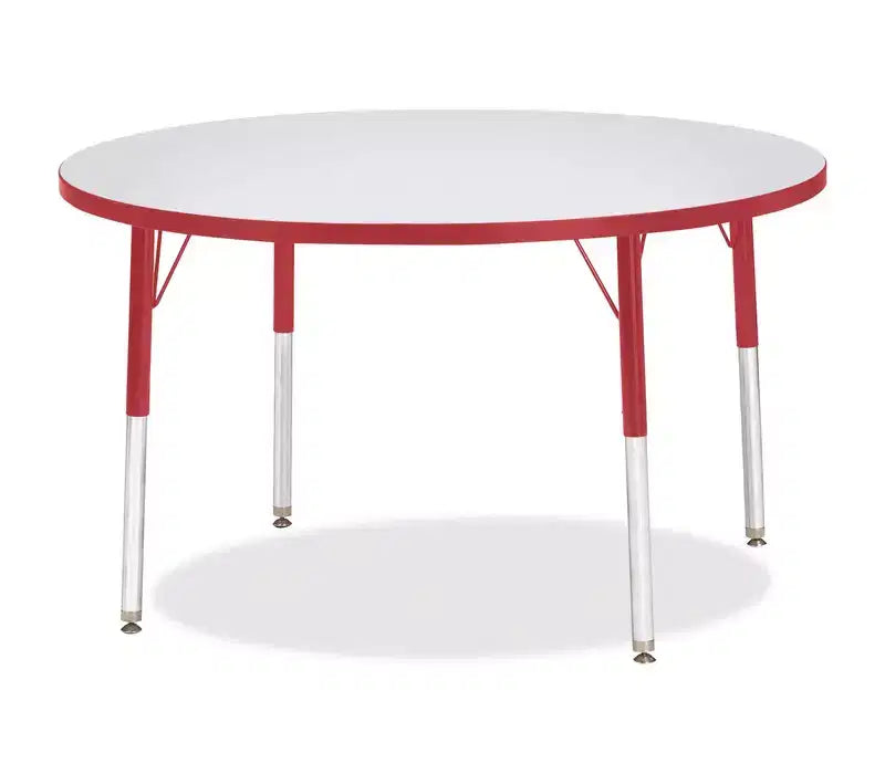 Jonti-Craft Berries Elementary Height Gray Top Color Edge Round Table 42 x 42 in Red