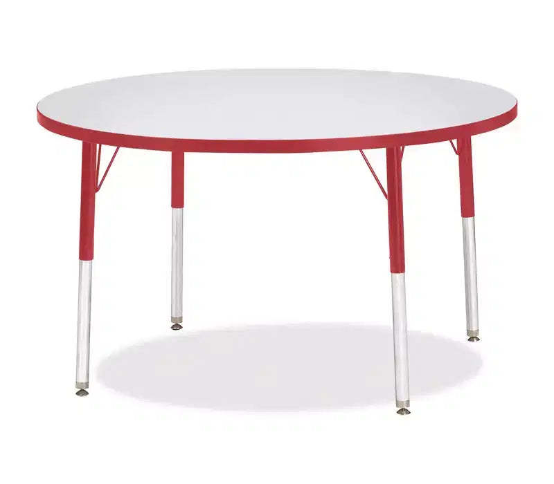 Jonti-Craft Berries Elementary Height Gray Top Color Edge Round Table 42 x 42 in Red