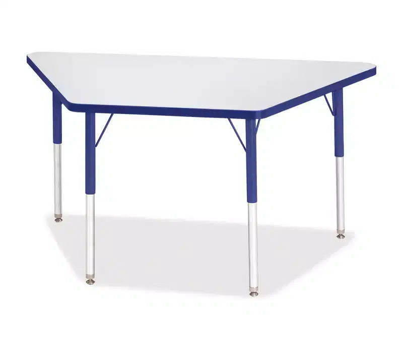 Jonti-Craft Berries Adult-Size Gray Laminate Trapezoid Table (24 x 48) in Blue