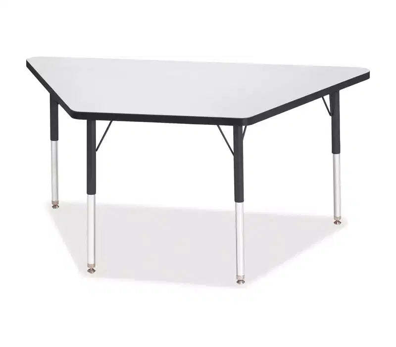 Jonti-Craft Berries Adult-Size Gray Laminate Trapezoid Table 30 x 60 in Black
