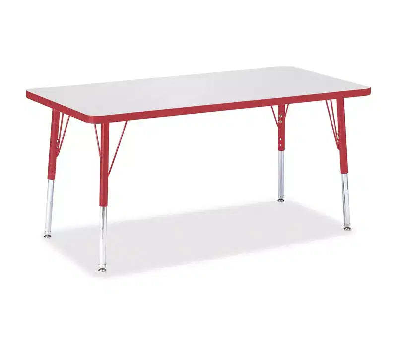 Jonti-Craft Berries Elementary Height Color Edge Rectangle Table (24 x 48) in Red