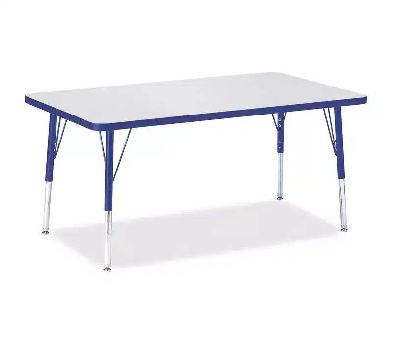Jonti-Craft Berries Elementary Height Gray Top Rectangular Table (30 x 48) in Blue