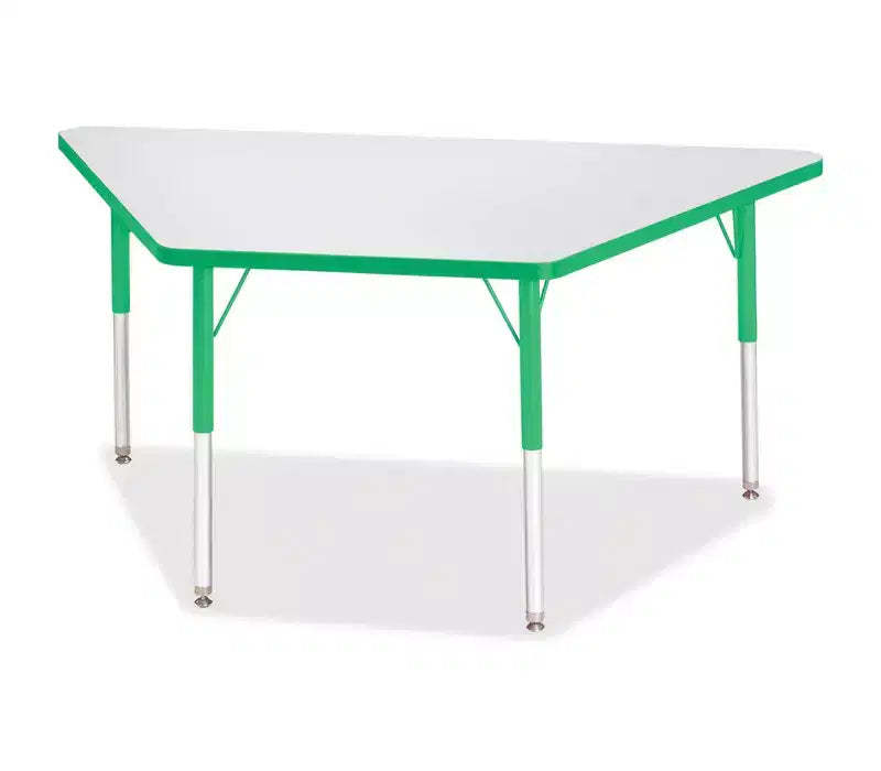 Jonti-Craft Berries Adult-Size Gray Laminate Trapezoid Table 30 x 60 in Green