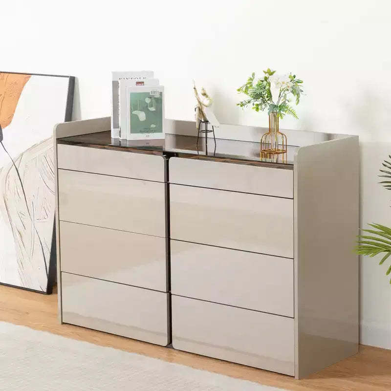 Okak Bluetooth LED Makeup Jewelry Cabinet with APP Control,Tempered Glass Buffet Storage & Kid-Safe Arc Corners,Touch Remote Vanity for Bedroom
