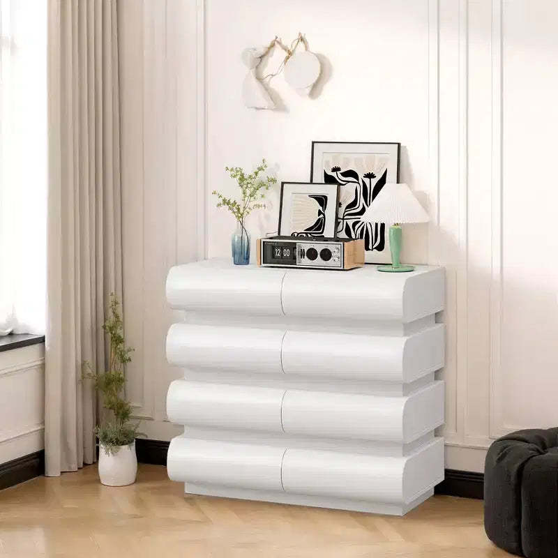Okak Minimalist 8-Drawer Dresser, Modern Chest Storage Cabinet No Handle, Wide Organizer for Primary Bedroom, Nursery or Entryway