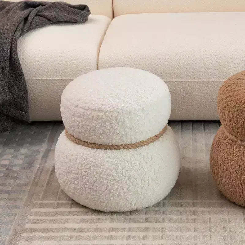 Okak Cute Ottoman Bench Snowman Stool with Plush Cushion Footrest Stool for Couch, Living Room, Entryway, Bedroom, End of Bed