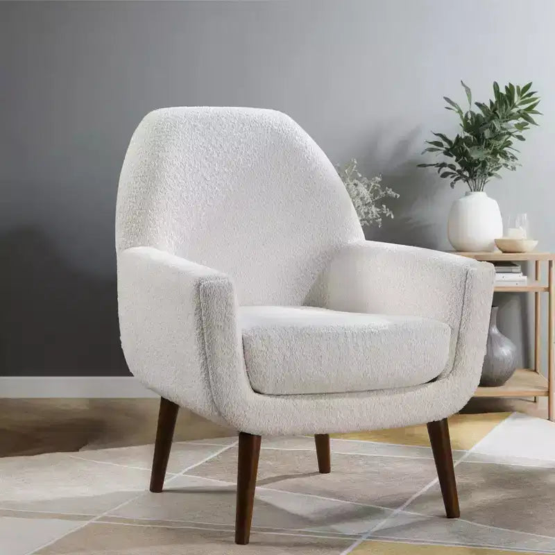 Okak Elegant Accent Chair Living Room Reading Chair with Soft Cushion Prince Mid-Century Armchair with Solid Wood Legs for Office Bedroom
