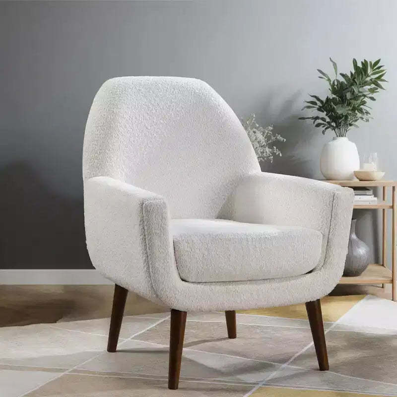 Okak Elegant Accent Chair Living Room Reading Chair with Soft Cushion Prince Mid-Century Armchair with Solid Wood Legs for Office Bedroom