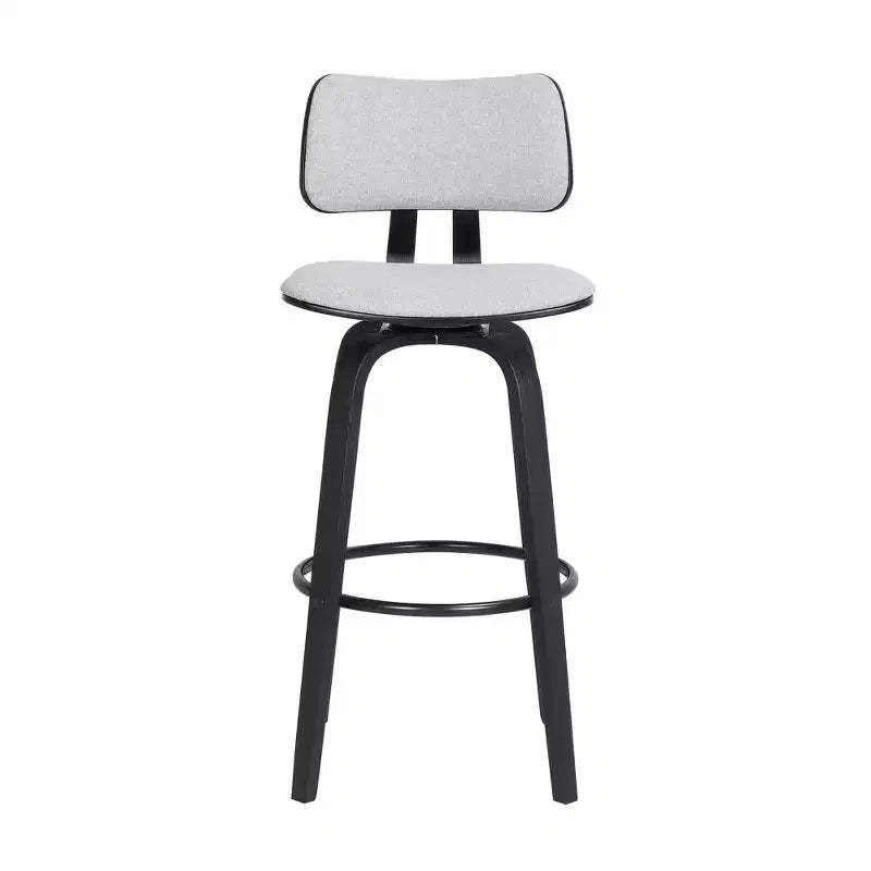 HomeRoots 30 Light Gray And Black Fabric Swivel Low Back Bar Height Bar Chair