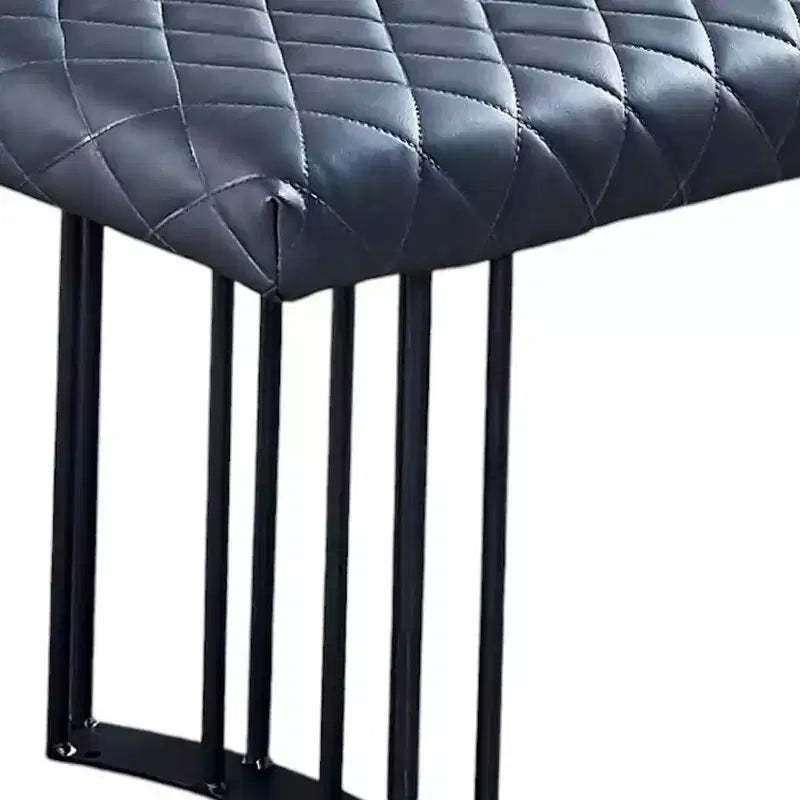 HomeRoots 47 Dark Gray and Black Faux Leather Upholstered Dining Bench
