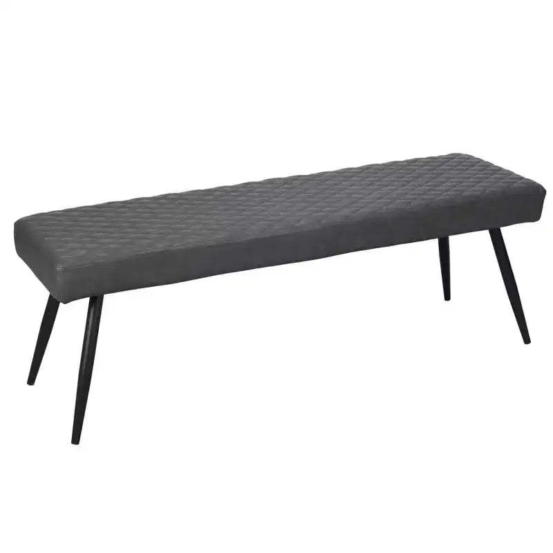 HomeRoots 54 Dark Gray and Black Faux Leather Upholstered Dining Bench